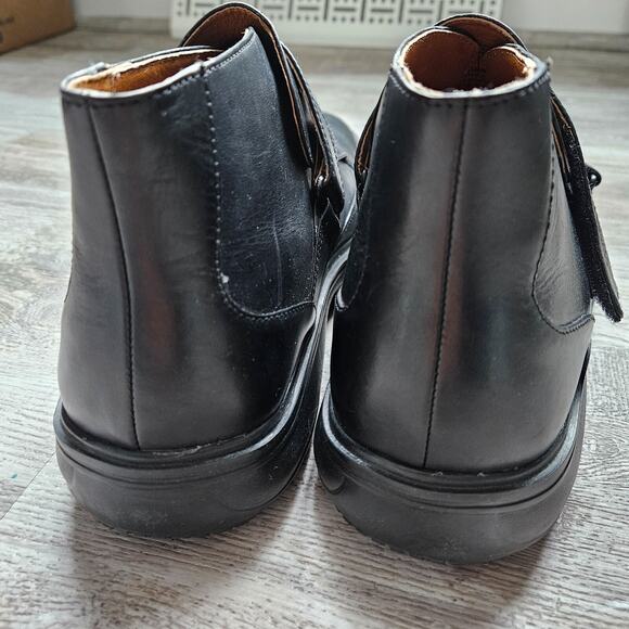 Dr Comfort Joseph Black Leather High Top Hook Loop Dress Boot Shoe Mens Size 9.5
